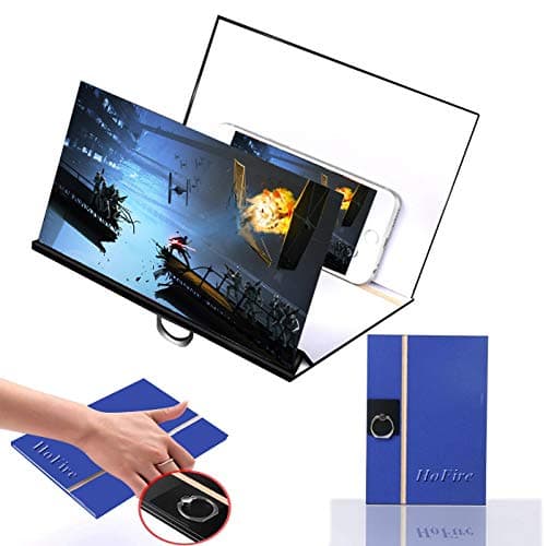 [Upgrade Newest] 8" Screen Magnifier,HoFire Cell Phone 3D HD Movie Video Amplifier with Foldable Holder Stand for iPhone X / 8/8 Plus / 7/7Plus and All Other Smart Phones(Blue)
