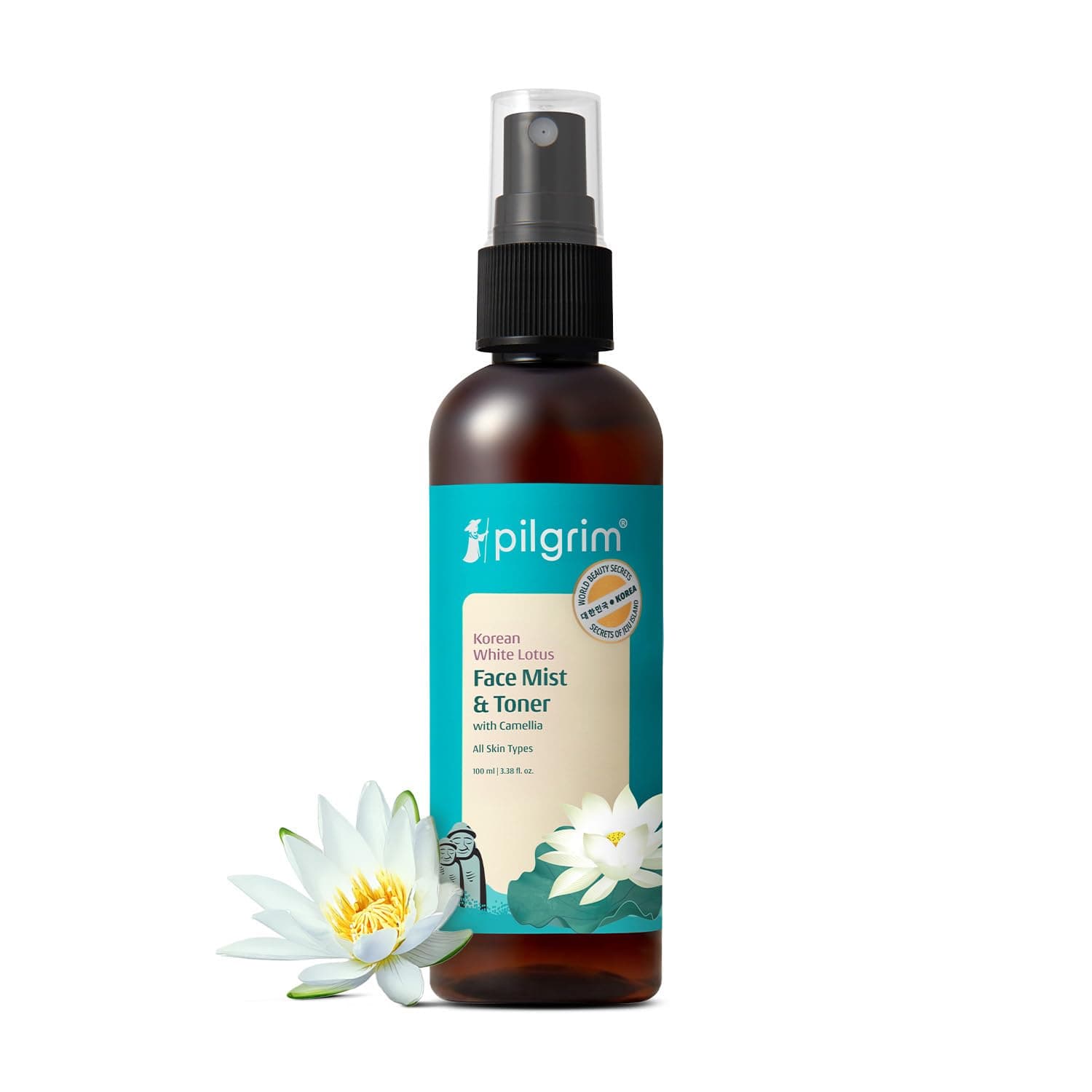 Pilgrim Korean Beauty White Lotus Refreshing Mist & | for glowing skin | Alcohol-Free Mist & for open pores Tightening | Korean skin care products | Women & Men | 100 ml