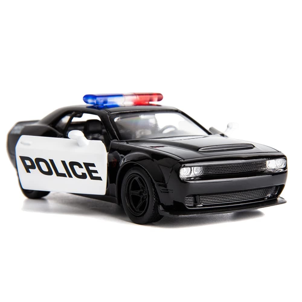 BDTCTK 1/36 Scale Challenger Police Car Model, Zinc Alloy Die-Cast Pull Back Vehicles Kid Toys for Boy Girl Gift (Black)