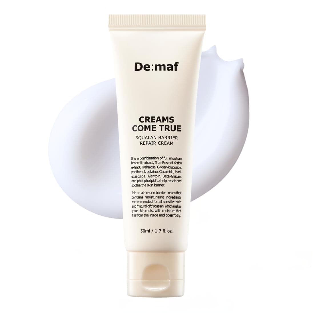 Creams Come True Squalane Barrier Repair Cream | Korean Face Moisturizer with Squalane Oil, Ceramides & Panthenol | K Beauty Skincare for Glass Skin (1.7 fl oz)