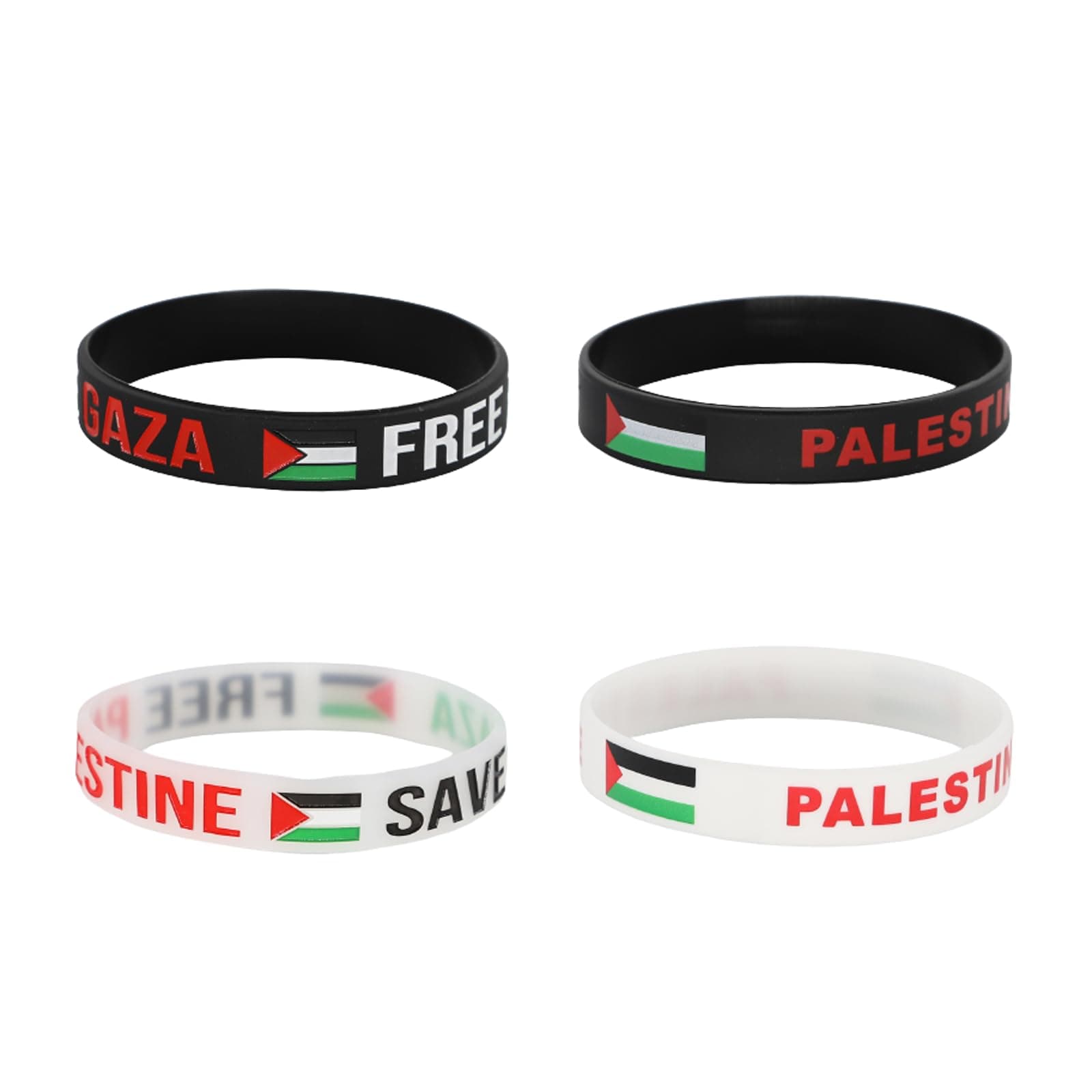 Caiyao 4/8Pcs Free Palestine Bracelet for Women Men Sports Silicone Free Palestine Wristbands Save Gaza Palestine Flag Bracelets Water-proof Rubber Support Palestine Elastic Jewelry