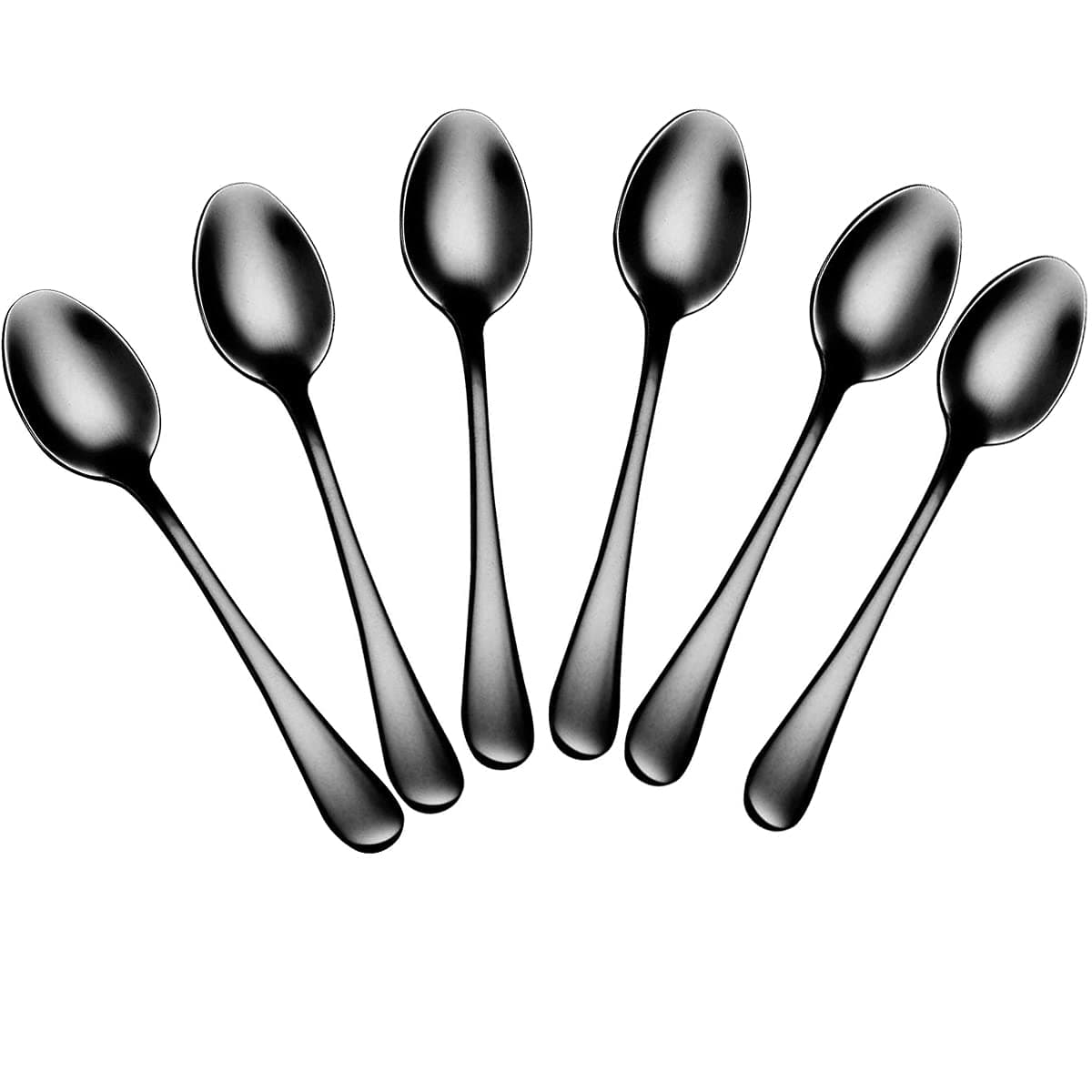 Wesdxc56 Demitasse Espresso Spoons, Mini Coffee Spoon, 4 Inches Stainless Steel Small Spoons for Dessert, Set of 6（black)