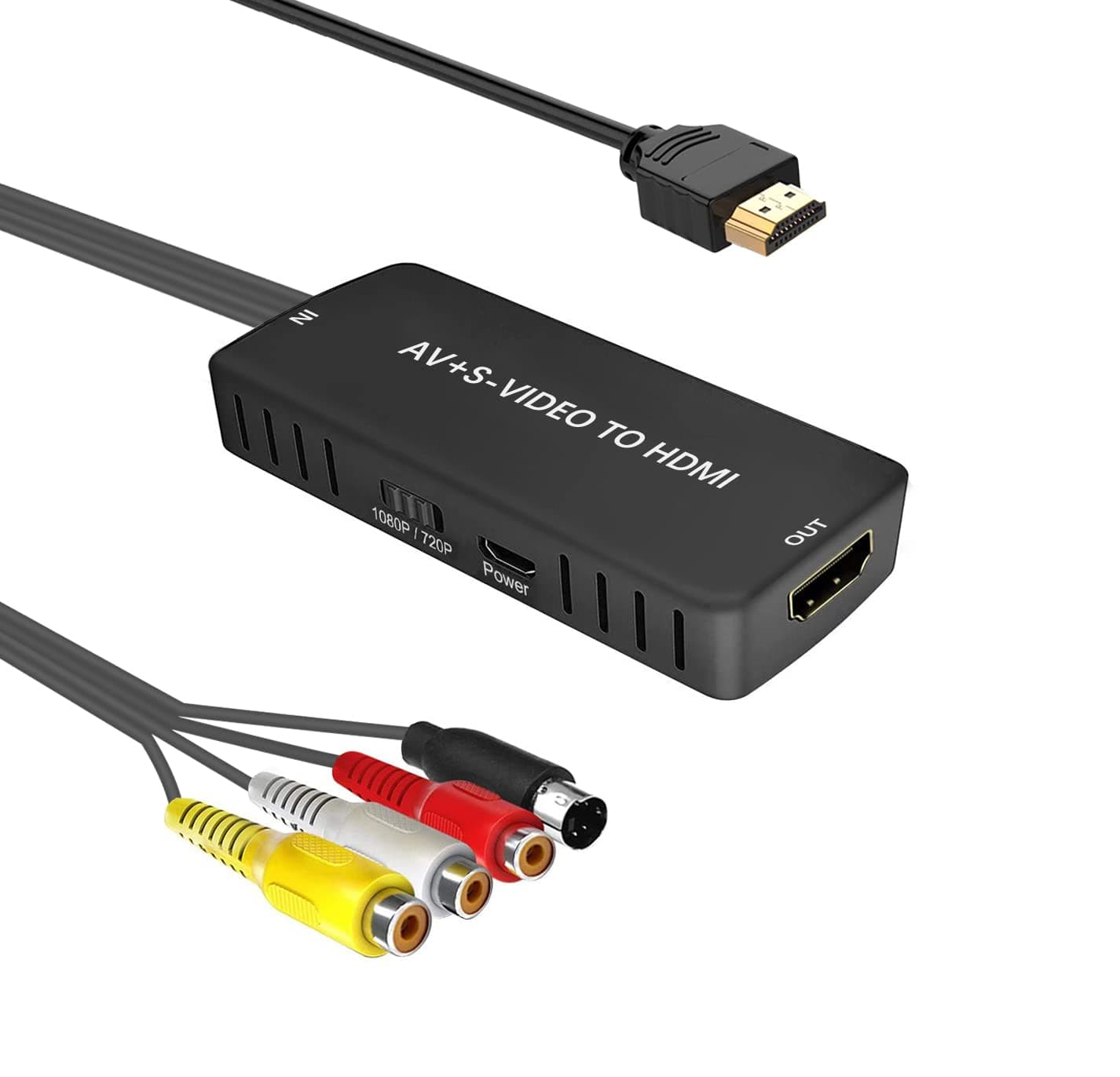 LVY RCA Composite Video and Svideo to HDMI Converter, Resolution 1080P/ 720P Compatible with WII/WII U, PS1/ 2/3, STB, Xbox, VHS, VCR, Blue-Ray DVD Players