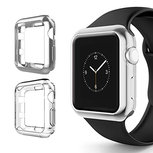 Alritz for Apple Watch 3 Bumper 42mm 38mm, Soft TPU Protective Case Cover for Apple Watch Series 1 Series 2 Series 3 Nike+ Sport Edition (Silver/Clear, 42mm)