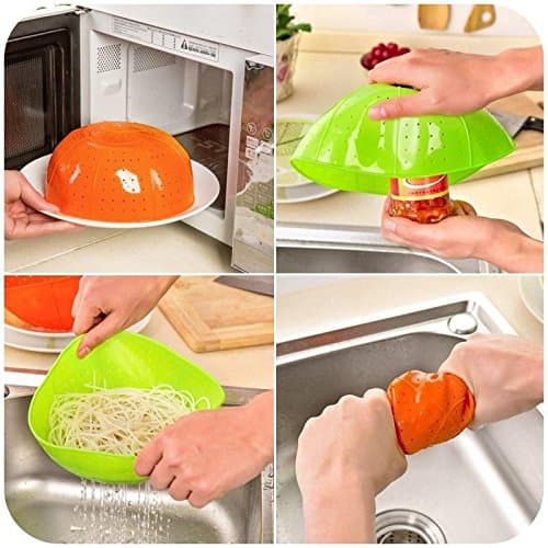 Multipurpose Silicone Kitchen Drain Basket, Colander Strainer, and Microwave Cover (1 Pack)