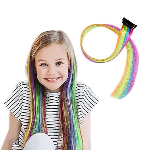 Baal Color with Clip in Straight Piece Colored Hair Extension For Kids