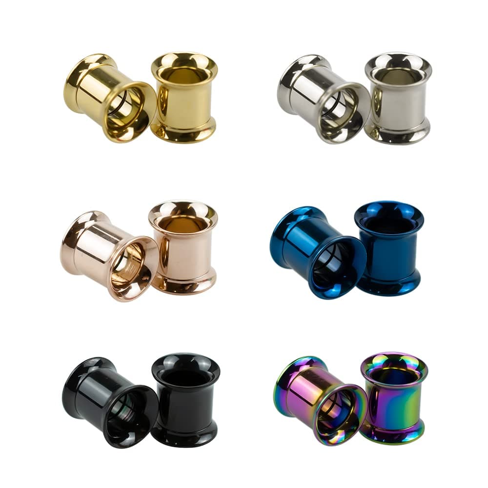 B BodyPJ Sparkles 3-6Pairs-Mix Color Surgical Steel Screw Tunnel Plugs Hollow Ear Expander Gauge Piercing