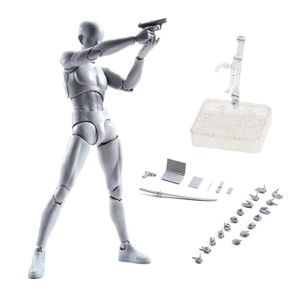 Figure Model PVC Action Figure Drawing Models Figure Artist Draw Painting Model Mannequin Jointed Doll, Drawing Mannequin Figure Models for Artists (Grey Male)