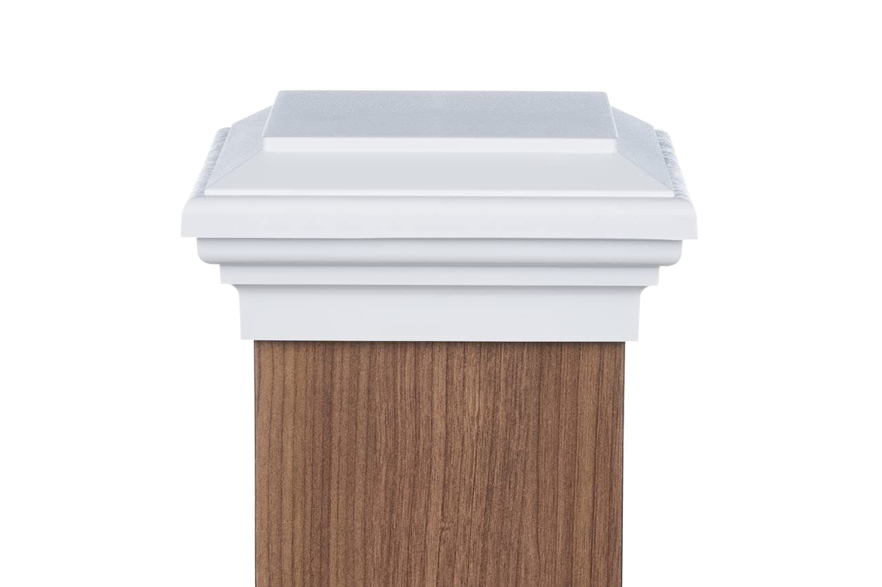 6x6 Post Cap (5.5") │ White Flat Square Newel Newport Top for Outdoor Fences, Mailboxes & Decks, by Atlanta Post Caps