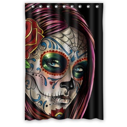 Innovation Print Design Flower Sugar Skull Shower Curtain Mildew Waterproof Polyester Fabric Bathroom Shower Curtain 48" x 72" Inch