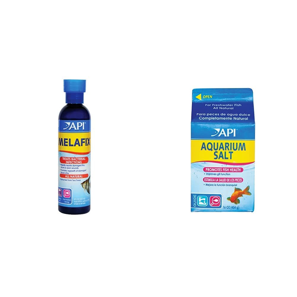 MELAFIX Freshwater Fish Bacterial Infection Remedy 237 ml Bottle & AQUARIUM SALT Freshwater Aquarium Salt 453-Gram Box