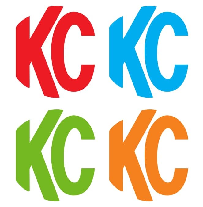 "KC" overlay decal - Compatible with KC HiLites Pro6 light covers (Red)