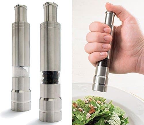 Target Store Pepper Grinder Crusher Mill Stainless Steel Hand Thumb Press Set Machine with Stylish Design for Grinding Salt and Black Pepper Pack of 2