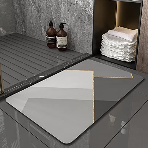 Silicone Water Absorbent Mat For Rectangular Shape Bathroom Kitchen Door Entrance Anti Slip Foot Skid Bathroom Mat, 38 Centimeters, 58 Centimeters, Skin