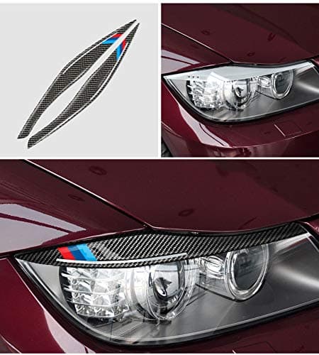 Carbon Fiber Front Headlamp Headlight Eyebrow Eyelid Car Stickers Decal Trim,12