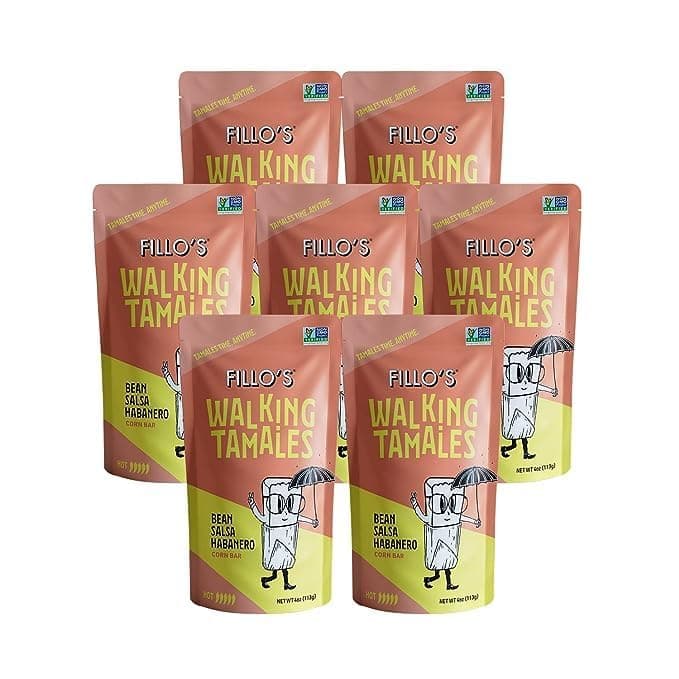 Fillo's Walking Tamales, Salsa Habanero, Pk of 7, Ready-to-Eat, Delicious, Gluten-Free, Preservative-Free, No Added Sugar, Vegan Friendly, Microwavable, Non-GMO