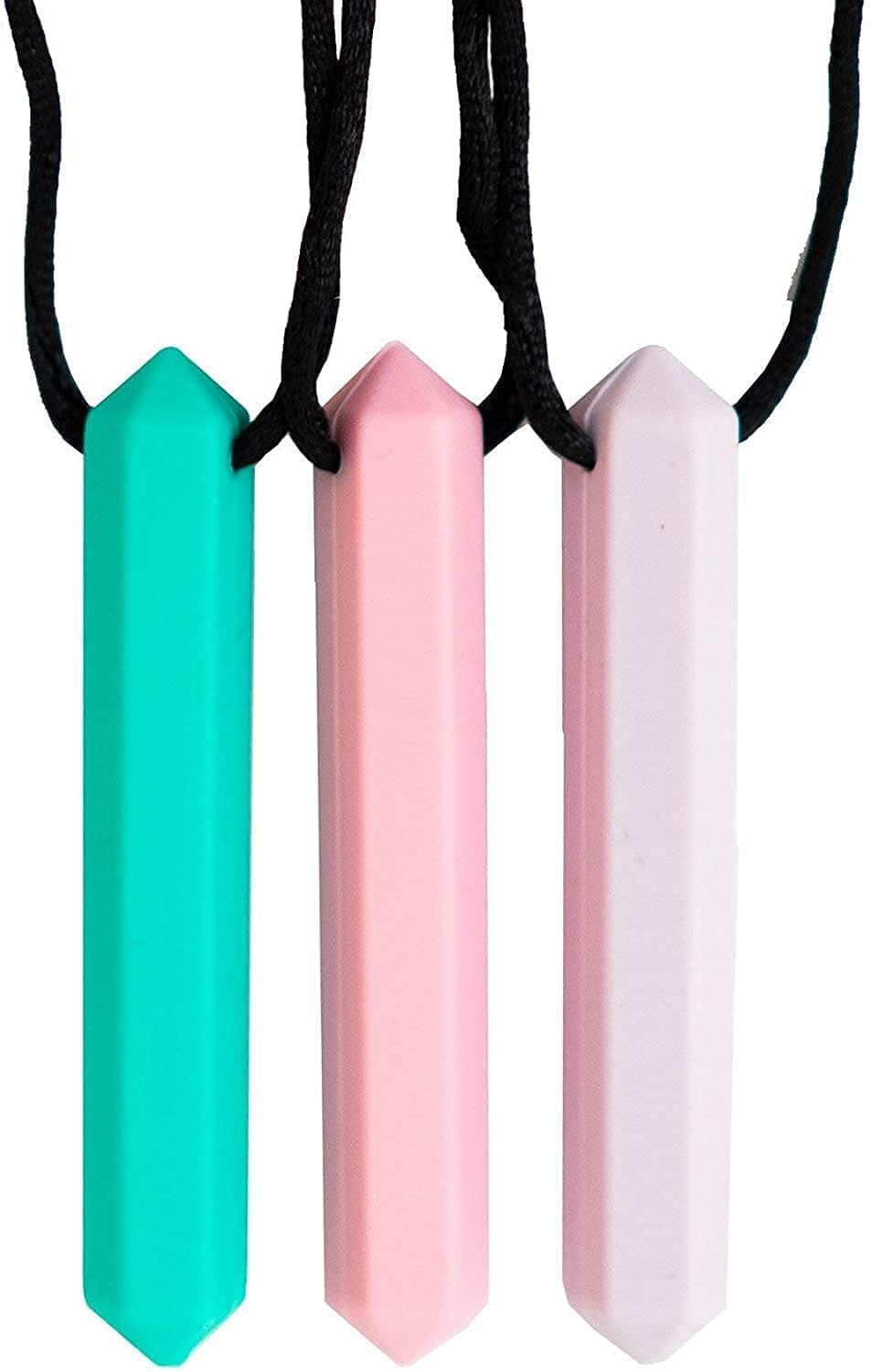 Sensory Necklace – Best for Kids or Adults That Like Biting or Have Autism – Perfectly Textured Silicone Chewy Toys - Chewing Pendant for Boys & Girls - Chew Necklaces