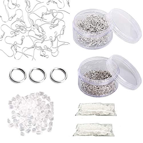 200pcs Hypoallergenic Earring Hooks Making Supplies Kit with 400pcs Open Jump Rings,200pcs Earring Backs for DIY Jewelry Making Findings and Earring Repair