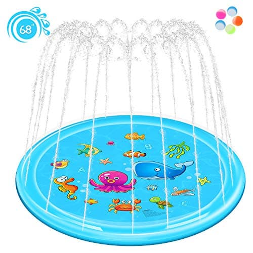 Rexin Splash Pad,68" Sprinkler Toy for Kids Children Toddlers Boys and Girls Perfect Inflatable Water Toys Outdoor Summer Splash Play mat Toddler Water Toys