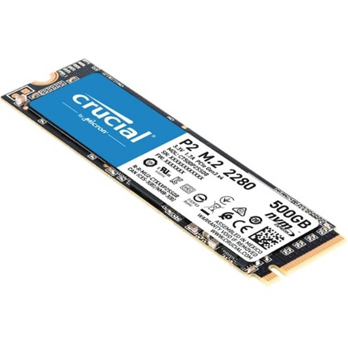 Crucial P2 1TB 3D NAND NVMe PCIe M.2 SSD, Up to 2400MBPS reading speed, Black, CT1000P2SSD8, Crucial P2 SSD, 1 TB