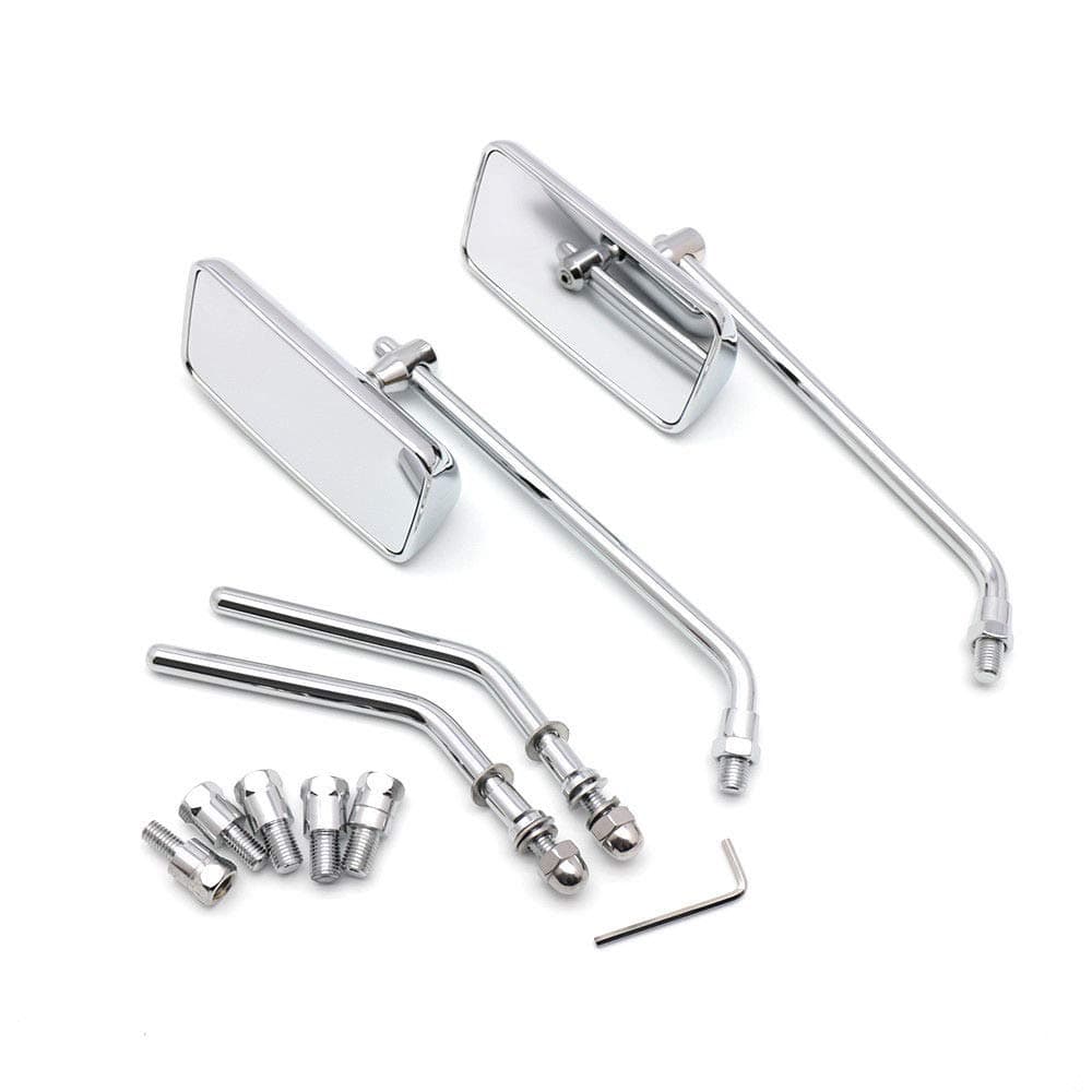 Universal Chrome Rectangle Rearview Side Mirrors Motorcycle For Honda Kawasaki Yamaha KTM Suzuki Cruiser Chopper Cafe Racer Old School Bobber Touring