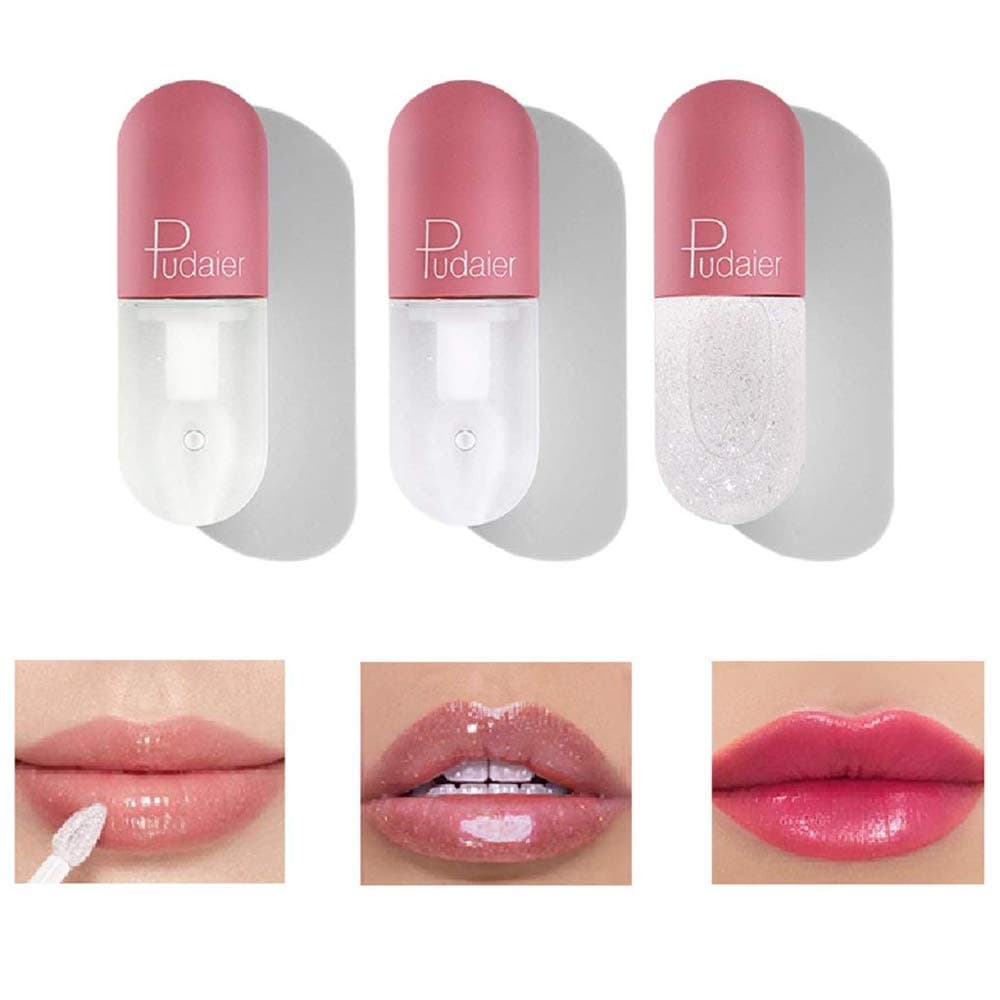 3 pcs Mini Lip Plumper Gloss, Plenty of Pout Plumping Lip Gloss for Fuller & Hydrated Lips Balm Device Lipstick Treatment Lip Oil