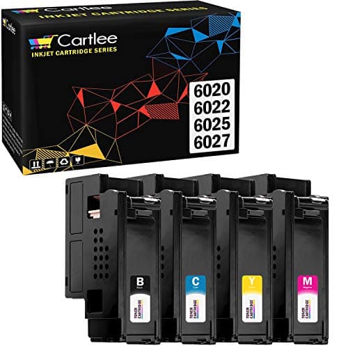 Cartlee Set of 4 Compatible High Yield Laser Toner Cartridges Replacement for Xerox Phaser 6020 Phaser 6022 WorkCentre 6025 Work Centre 6027 Printers (1 Black, 1 Cyan, 1 Magenta, 1 Yellow)