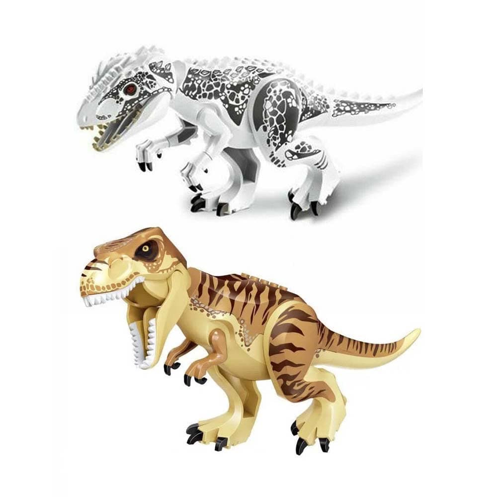 2PCS Indominus T Rex Blocks Toys,Large Dinosaur Figure,Realistic Dinosaur Toy Figures,Gift for Adults and Children（White Tyrannosaurus + Rex Tyrannosaurus）