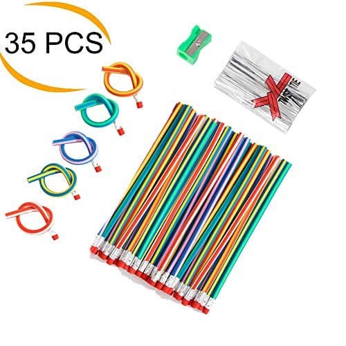 35 Pieces Flexible Bendy Soft Pencils Colorful Magic Pencils for Kids Class Party School Fun Equipment