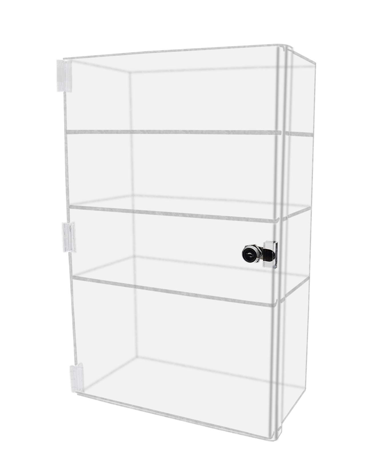 Marketing Holders Acrylic Locking Vertical Cabinet with Keys 12" x 8" x 19" Clear Tall Countertop Locker One Piece No Assembly Cupboard with Swinging Door for Retail Merchandise