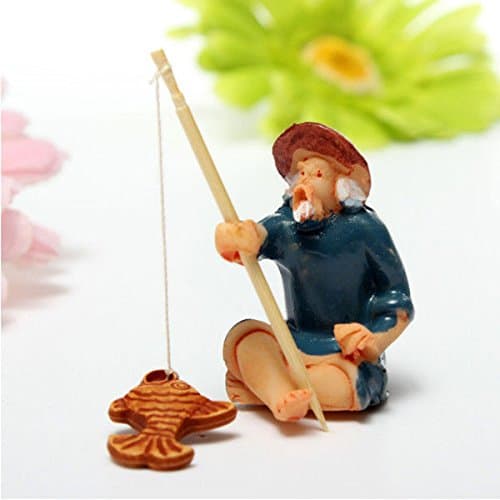 Aquarium Rockery Decoration Fishing Old Man Fish Tank Ornament