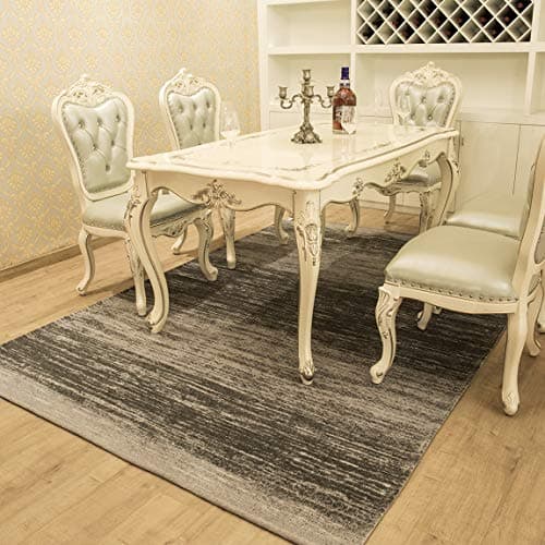 AMIDA Grey Area Rug 8x10 Washable Non Skid for Living Room Dining Room Contemporary Modern Stripe Carpet Rug Indoor Gray Charcoal