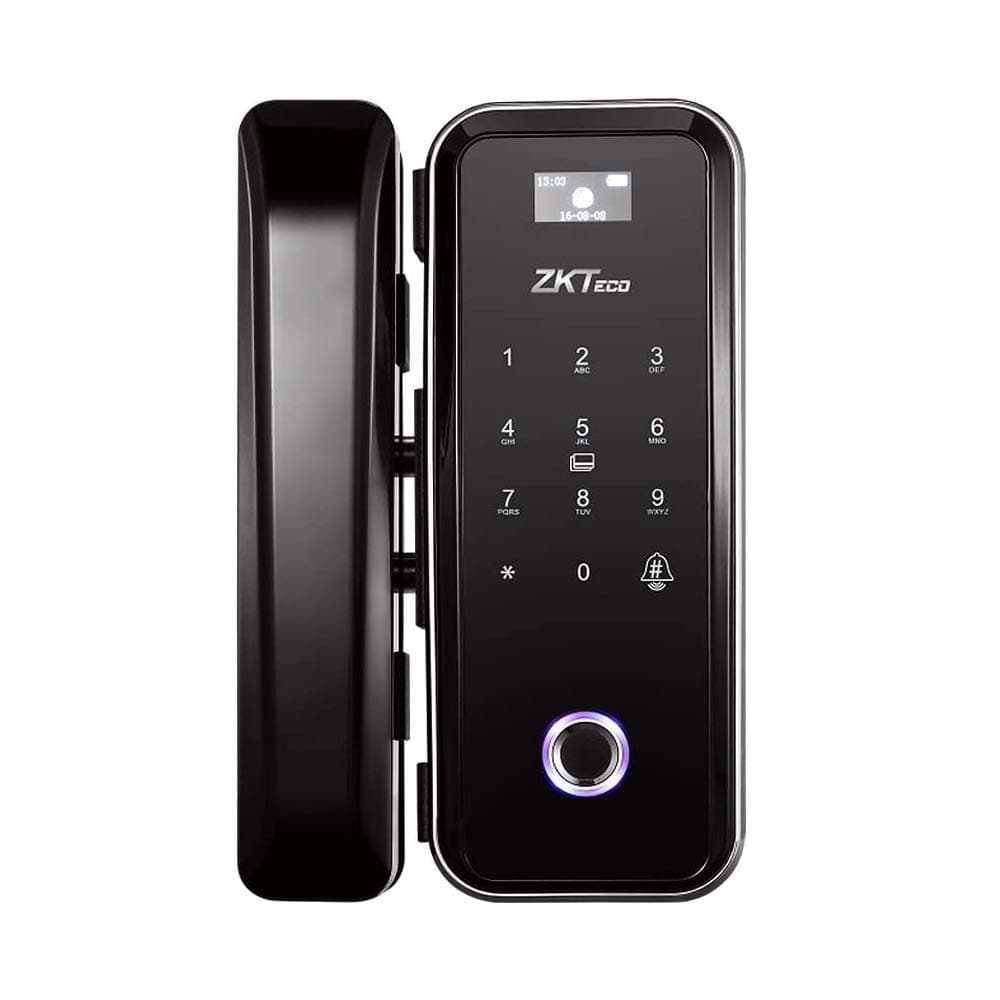 ZKTeco GL300 Smart Glass Door Lock with Fingerprint Recognition, Password and Cards and Remote Control for Wireless Opening