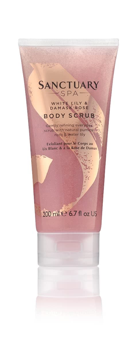 Sanctuary Spa White Lily and Damask Rose Body Scrub with Natural Pumise and Essential Oils, Vegan and Cruelty Free, 200ml