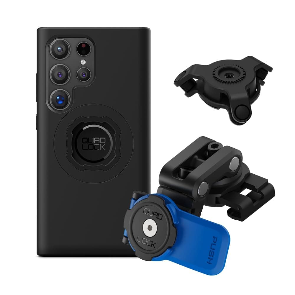 Quad Lock Brake Reservoir Motorcycle Phone Mount with Vibration Dampener and MAG Phone Case for Galaxy S24 Ultra