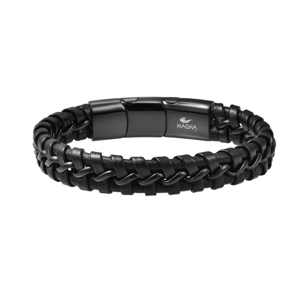 Men's Braided Genuine Leather Wristband Cuff Bracelet