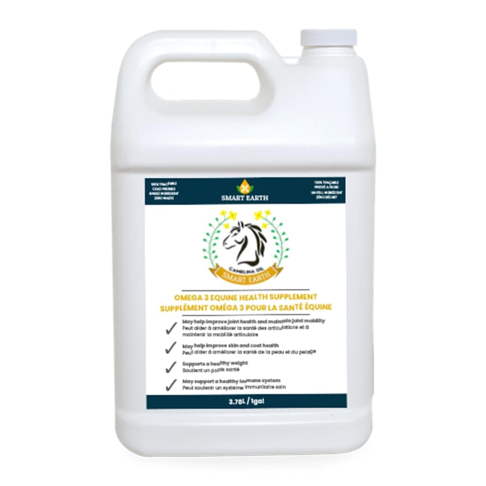 100% Pure Camelina Oil for Horses – Omega 3 & Vitamin E Rich Supplement for Coat, Hooves, Arthritis, Joints, Weight Gain & Ulcers – False Flaxseed Oil Made in Canada by Smart Earth, 1gal.