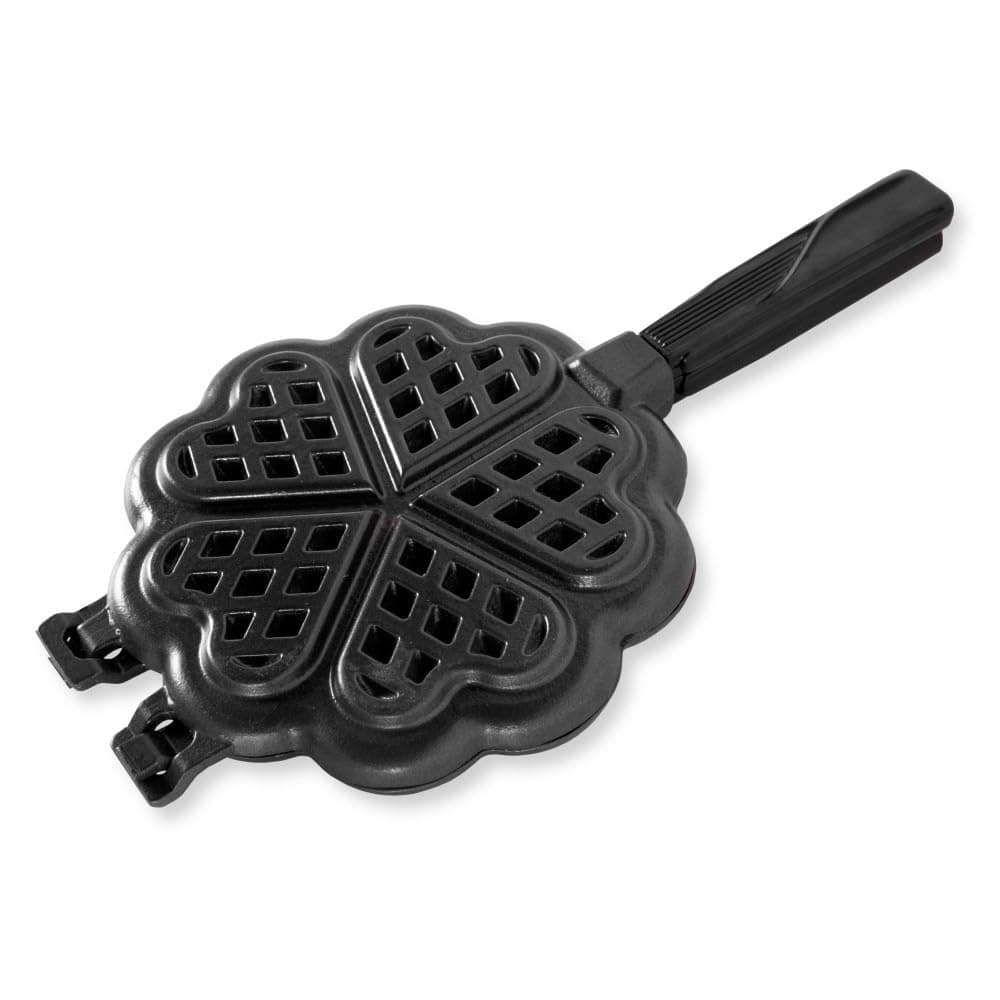 Sweetheart Waffler, Cast-Aluminium Waffle Pan, Waffle Pan for Mini Waffles, Heart Shaped Waffles, Mini Waffle Maker - Black