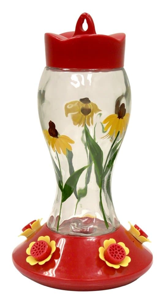 Heath Outdoor Products HUM140 Bloomin' Susan's Glass Hummingbird Feeder, Red