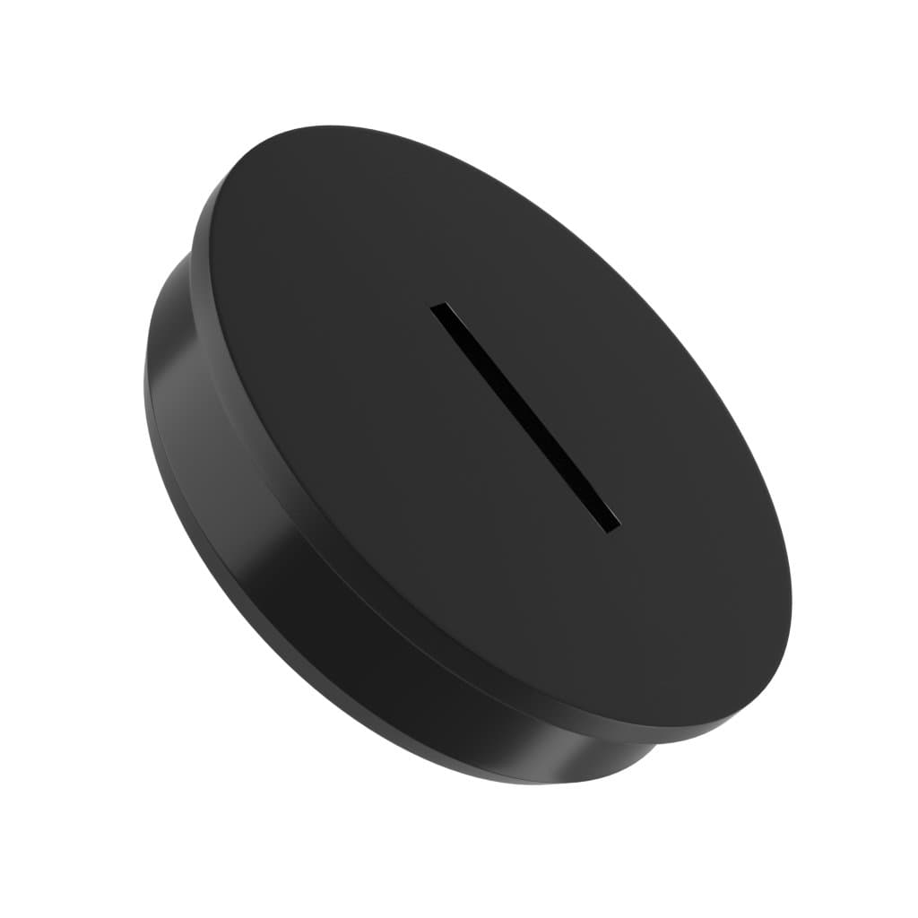 Round Polypropylene Coin-Slot Plugs - Round Coin-Slot Plug - For Cleartec 2-1/2" Tubes - Black PP MOCAP PRP2.500BLK-BT (qty800)