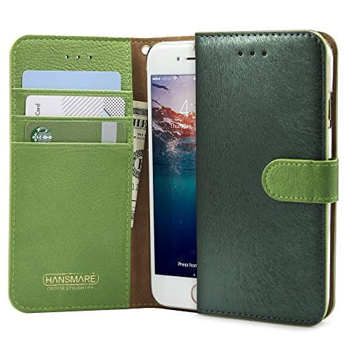 iPhone 6S Case, HANSMARE [Calf Flip][Green] Leather Premium Wallet Case- fit by Credit Card Case for iPhone 6/6S 4.7-Forest Green