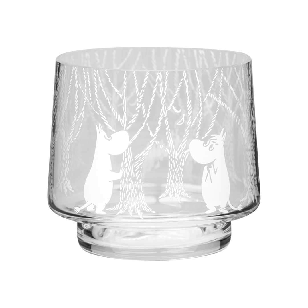 Moomin In the Woods Tea Light Candle Holder, Handmade Scandinavian Glass Design, For Home Decor & Table Settings (8cm)