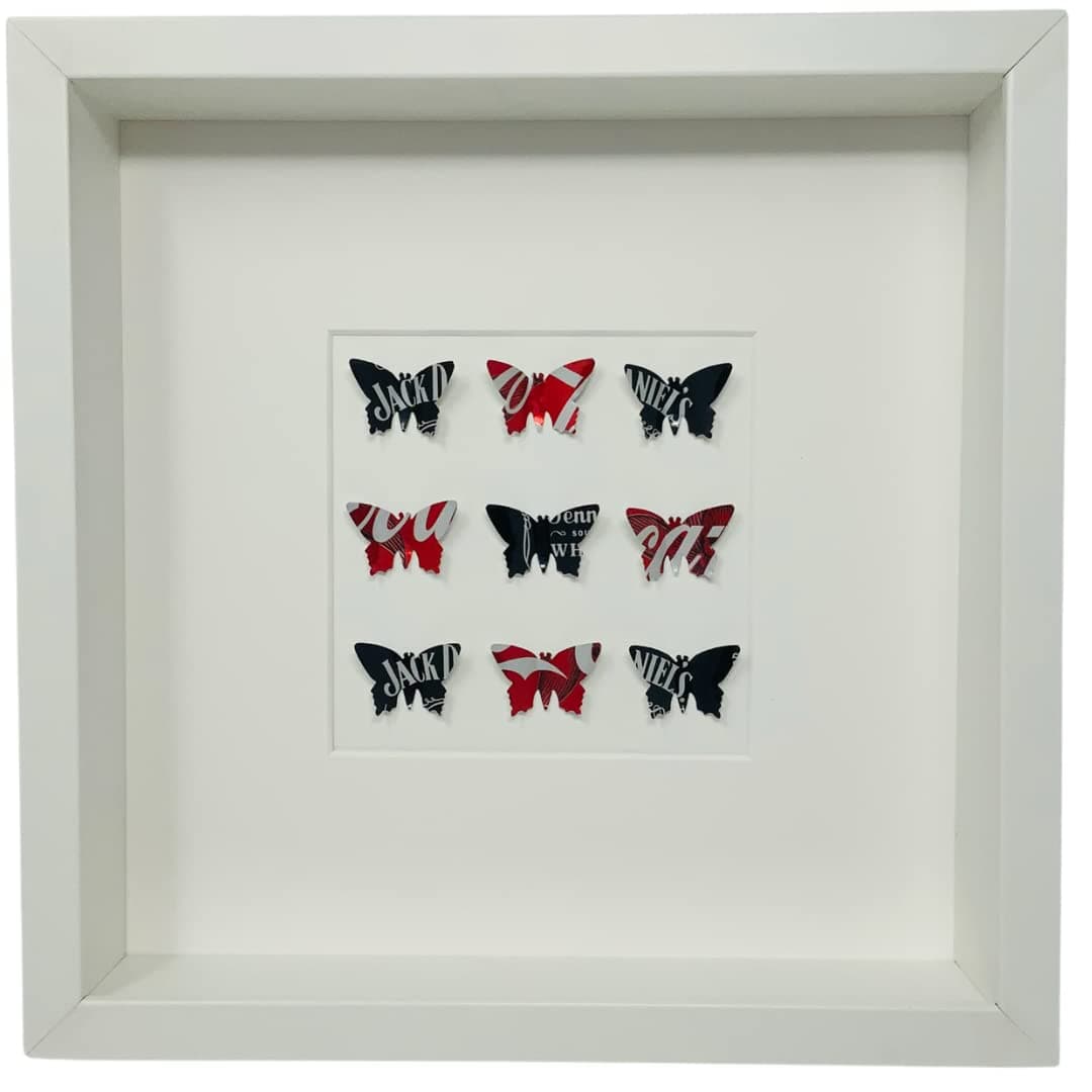 Aluminium Butterfly Jack Daniels & Coke Can Square 3D Box Picture Frame