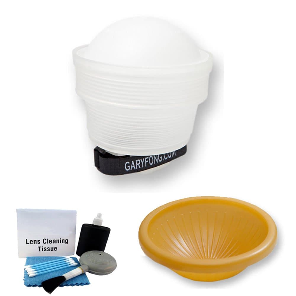 Gary Fong lightsphere Collapsible Speed Mount Light Sphere Cloud Flash Diffuser + Gary Fong AMBDOM AmberDome for Nikon/Canon + Cleaning Kit (Canon)