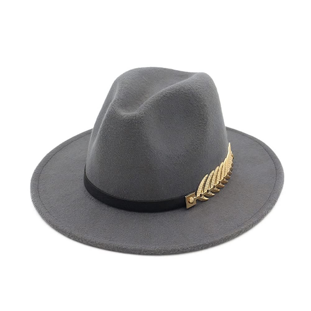 HUDANHUWEI Women's Wide Brim Fedora Panama Hat with Metal Belt Buckle