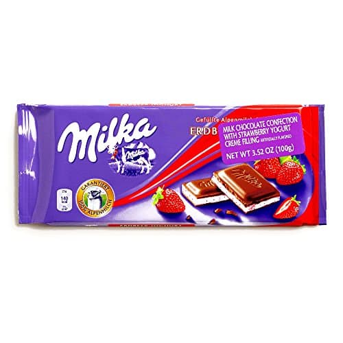 Milka Strawberry Yogurt Creame Chocolate Bar 3.52 oz each (3 Items Per Order)