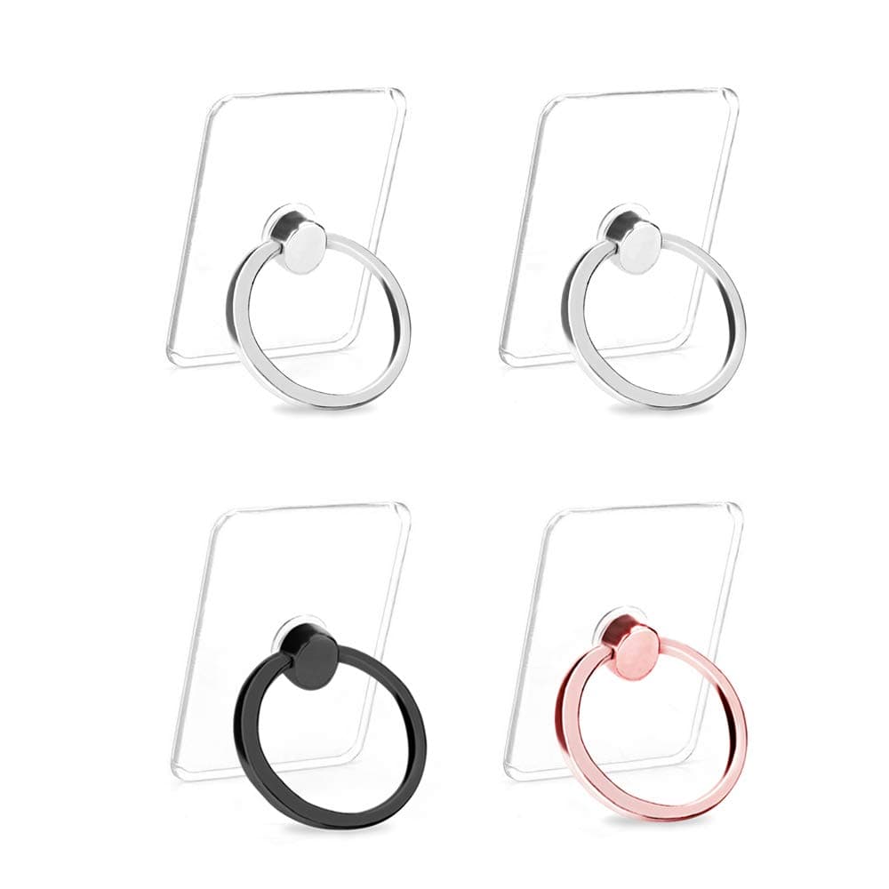 Earea Cell Phone Ring Holder Stand, Transparent Phone Ring Holder 360° Rotation Finger Ring Grip Phone Ring Stand (2Silver+1Black+1Rose Gold)