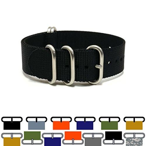 PerFit ZULU4 Ballistic Nylon Watch Strap + Spring Bars, Field Ready/Fashion Forward, Choose Color/Size(18mm,20mm,22mm,24mm,26mm), Brigade Black, 24mm