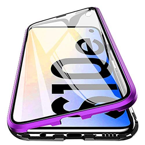PHOVOLT Galaxy S10e lite Magnetic Case, 360° Tempered Glass Shockproof Magnetic Adsorption Metal Bumper Flip Cover