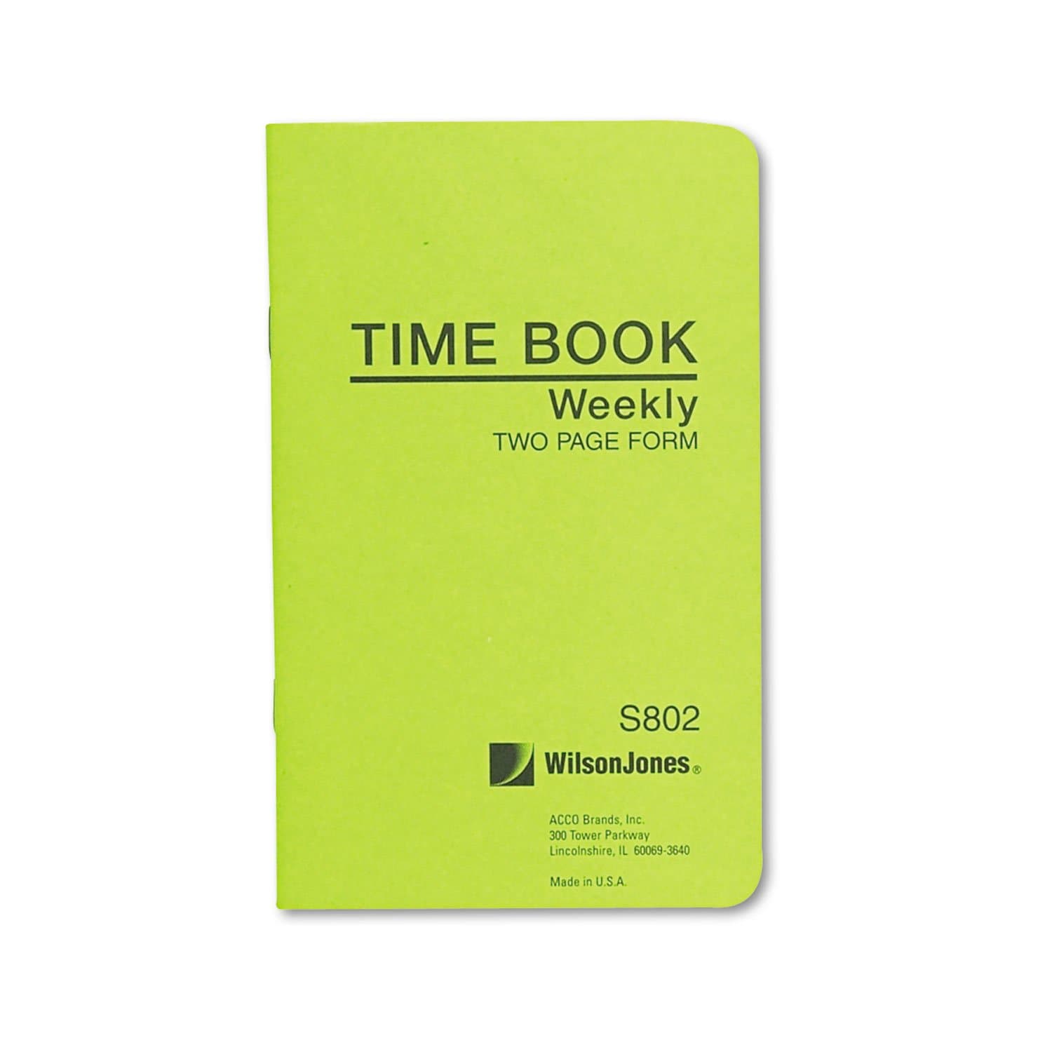 Wilson Jones Foreman's Pocket Size Employee Time Book, 4.13 x 6.75 Inches, 36 Pages, Green (WS802)